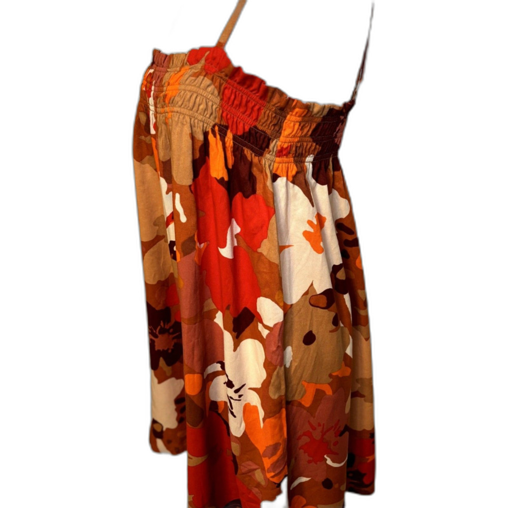 Sanctuary Floral Smocked Camisole Dress Orange Brown White Womens NWT - Picture 5 of 9